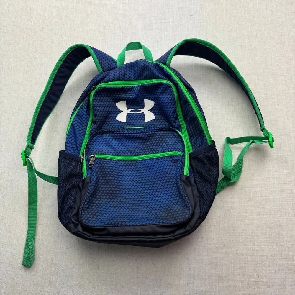 Under Armour Backpack Kids One Size Blue Green Geometric 1256655 Sporty School